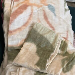 West Elm Cream and Green Bedding Sheets